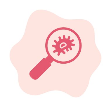 Büyüteç cam simgesi, vektör illüstrasyonu ile Bakteri Araştırması  