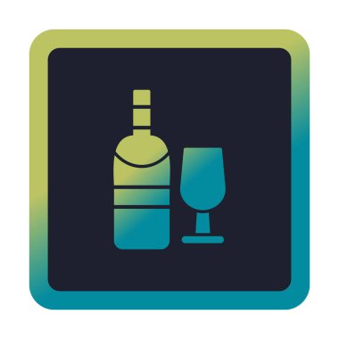 şarap şişe ve cam kutsal kişilerin resmi, vektör çizim  