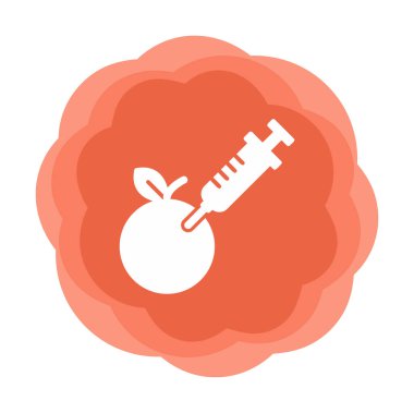 Gmo Food, şırınga ikonlu elma, vektör illüstrasyonu 