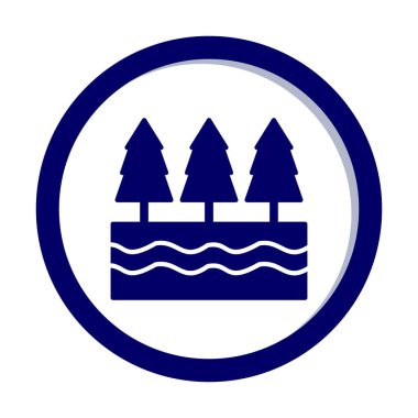 Nehir ve ağaçlar düz ikon vektör çizimi 