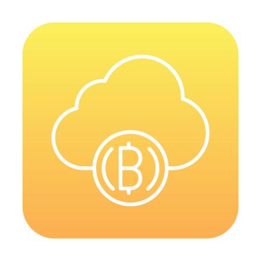 Bitcoin simgesi olan bulut, vektör illüstrasyon grafik tasarımı