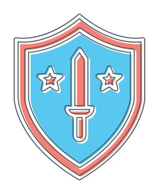 Kılıç vektör ağ simgesine sahip Askeri Kalkan, vektör illüstrasyonu 