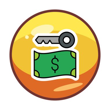 Dolar para birimi ve anahtar simgesi, Fidye yazılımı konsepti, vektör illüstrasyonu  