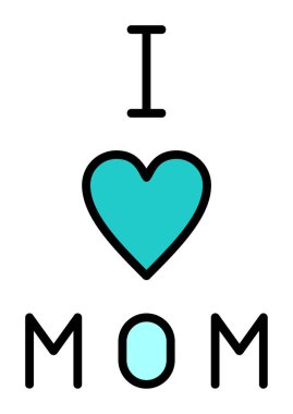 Annemi seviyorum. Düz ikon, vektör çizimi. 