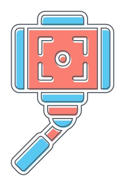 Akıllı telefon web simgesi, vektör illüstrasyonlu selfie çubuğu 