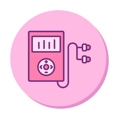 Kulaklık simgesi, vektör illüstrasyonlu Mp3 oynatıcı