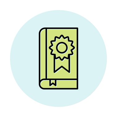 Kitap Madalyası simgesi, vektör illüstrasyonu 