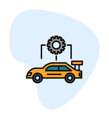 Araba servisi ikon vektör çizimi. Otomobil Yapılandırması             