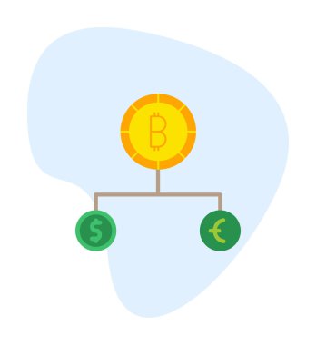 Para birimi yapısını bitcoin, dolar ve avro sembolleriyle böl 