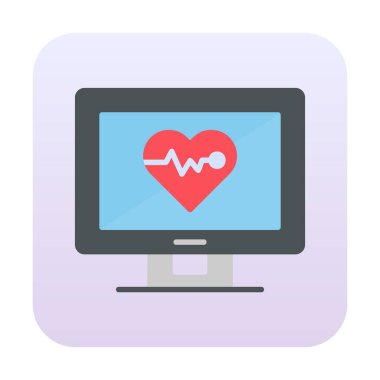 kardiyogram illüstrasyonlu düz ekran 