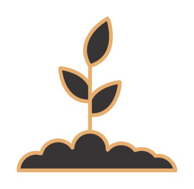 Yer simgesinde büyüyen bitki, vektör illüstrasyonu 