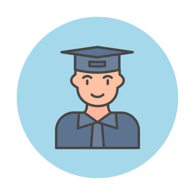 mezun düz ikon. Düz stil tasarımı öğrencisi