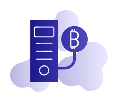Bitcoin Madeni İşlemcisi (BTC) simgesi, vektör illüstrasyonu 