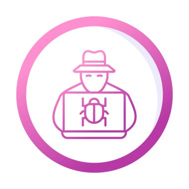 Basit Bilgisayar Hacker simgesi, vektör illüstrasyonu