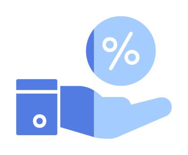 Basit el tutma oranı simgesi, indirim konsepti, vektör illüstrasyonu