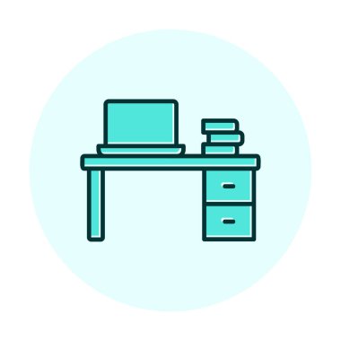 Ofis masa simgesinin vektör illüstrasyonu 