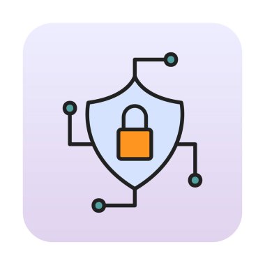 Asma kilit simgesi, vektör illüstrasyonlu güvenli kalkan