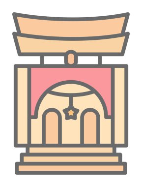 Basit antik Asya Tapınağı simgesi, vektör illüstrasyonu