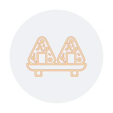 Onigiri sushi simgesi, vektör illüstrasyonu 