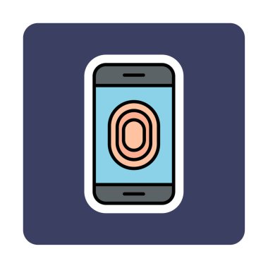 Kilitlenmemiş Parmak izi ikon vektör illüstrasyonlu akıllı telefon  
