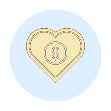 Dolar kalbi favori simgesi, vektör illüstrasyonu 