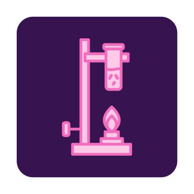 Bunsen brülörü doğrusal simgesi. Laboratuvar aracı. 