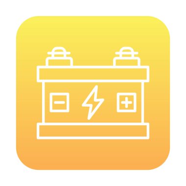 Araba aküsü simgesi. Ağ için Kataloglayıcı imza vektör simgesinin düz çizimi.