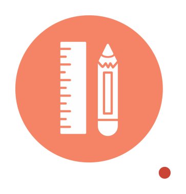 Kalem ve cetveli satırı simgesi, vektör çizim