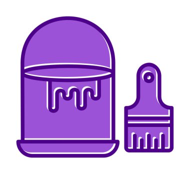 Boya fırçası ve kova vektör çizimi, simge ögesi arkaplanı                    