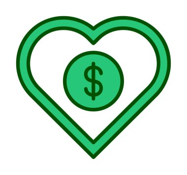Dolar kalbi favori simgesi, vektör illüstrasyonu 