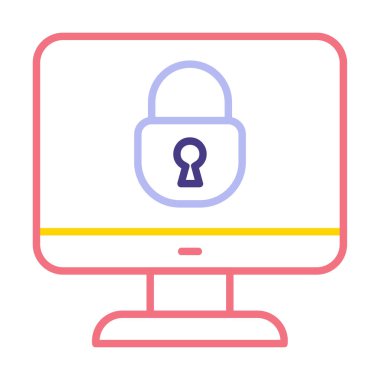 Basit Bilgisayar monitörü Ekran simgesi, vektör illüstrasyonunu kilitle