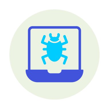 Virüs bulaşmış Laptop Simgesi - Virüs vektör çizimi 