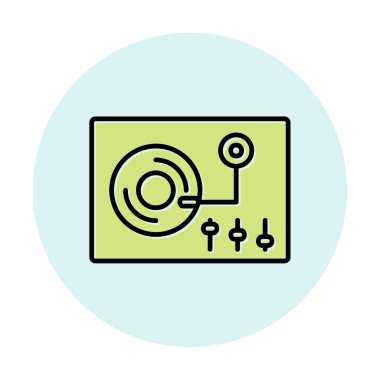 Basit vinil oynatıcı Turntable simgesi, vektör illüstrasyonu