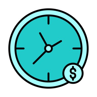 Zaman Para saat simgesi vektör illüstrasyonudur