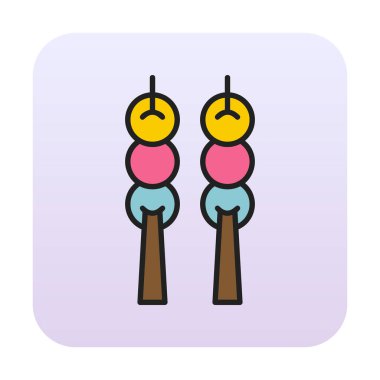 Dango tatlı ikonu, Japon mutfağı, vektör illüstrasyonu 