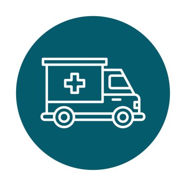 ambulans araba simgesi, renk vektörü çizimi