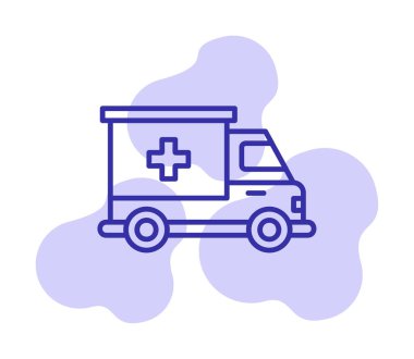 ambulans araba simgesi, renk vektörü çizimi