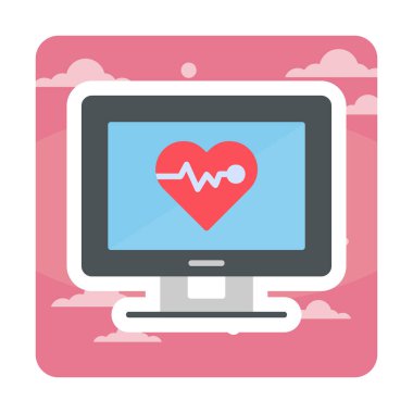 kardiyogram illüstrasyonlu düz ekran 