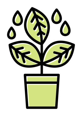 çömlek simgesine bitki, vektör illüstrasyonu 