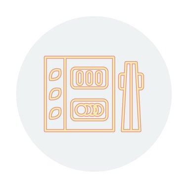 Basit Japon Bento kutusu simgesi, vektör illüstrasyonu