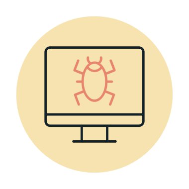 Basit Bilgisayar Virüsü simgesi, vektör illüstrasyonu