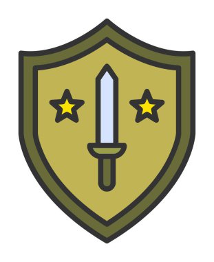 Kılıç vektör ağ simgesine sahip Askeri Kalkan, vektör illüstrasyonu 