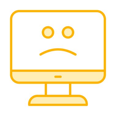 Bilgisayar simgesi üzerindeki mavi ekran, hata sembolü, illüstrasyon tasarımı, vektör grafiği 