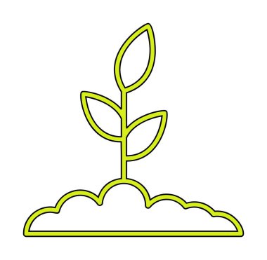 Yer simgesinde büyüyen bitki, vektör illüstrasyonu 