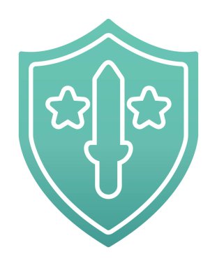 Kılıç vektör ağ simgesine sahip Askeri Kalkan, vektör illüstrasyonu 