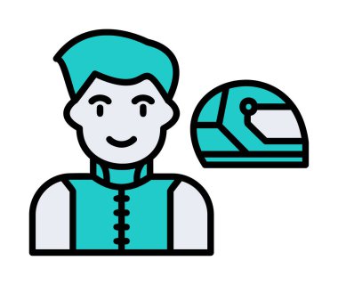 Araba Yarışçısı simgesi, vektör illüstrasyonu 