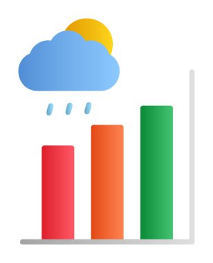 Basit yağmur bulutu ve Grafik simgesi, vektör illüstrasyonu