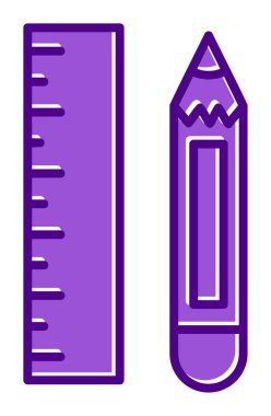 Kalem ve cetveli satırı simgesi, vektör çizim