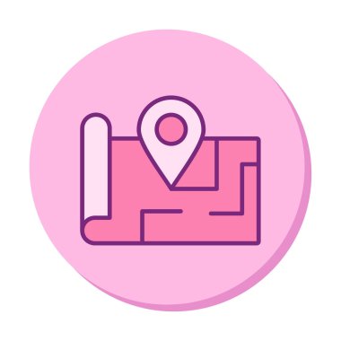 Konum iğnesi, vektör illüstrasyonlu harita simgesi