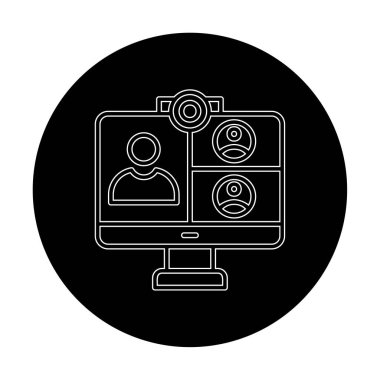 Basit çevrimiçi toplantı simgesi, vektör illüstrasyonu